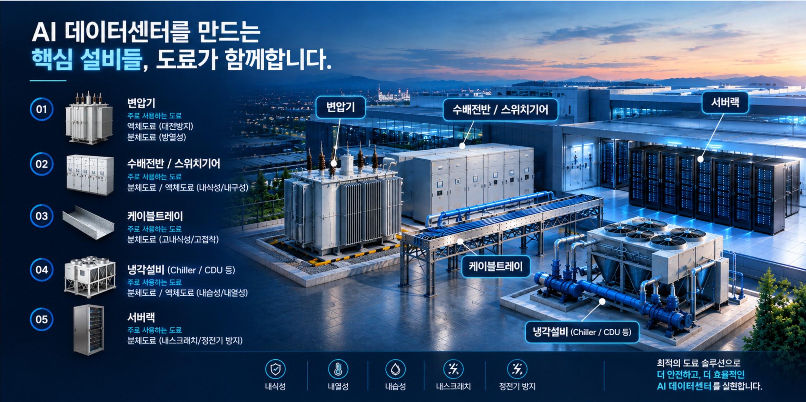 AI 데이터센터를 만드는 핵심 설비들, 도료가 함께합니다